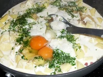 Welsfilet auf Schinkenkartoffelgratin - Rezept - Bild Nr. 6