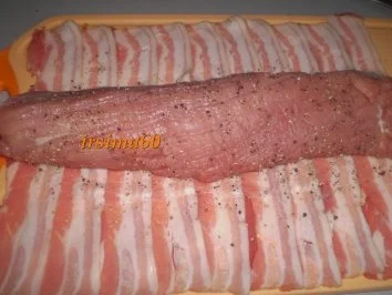 Rezept: Schweinefilet im Baconmantel mit Steinpilzen Bild Nr. 3 Schweinefilet im Baconmantel mit Steinpilzen - Rezept - Bild Nr. 3