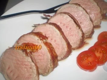 Rezept: Schweinefilet im Baconmantel mit Steinpilzen Bild Nr. 7 Schweinefilet im Baconmantel mit Steinpilzen - Rezept - Bild Nr. 7