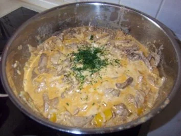 Rahmgeschnetzeltes mit Reis - Rezept