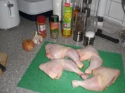 Hähnchenschenkel mit Speckbohnen und Kartoffelrösti - Rezept