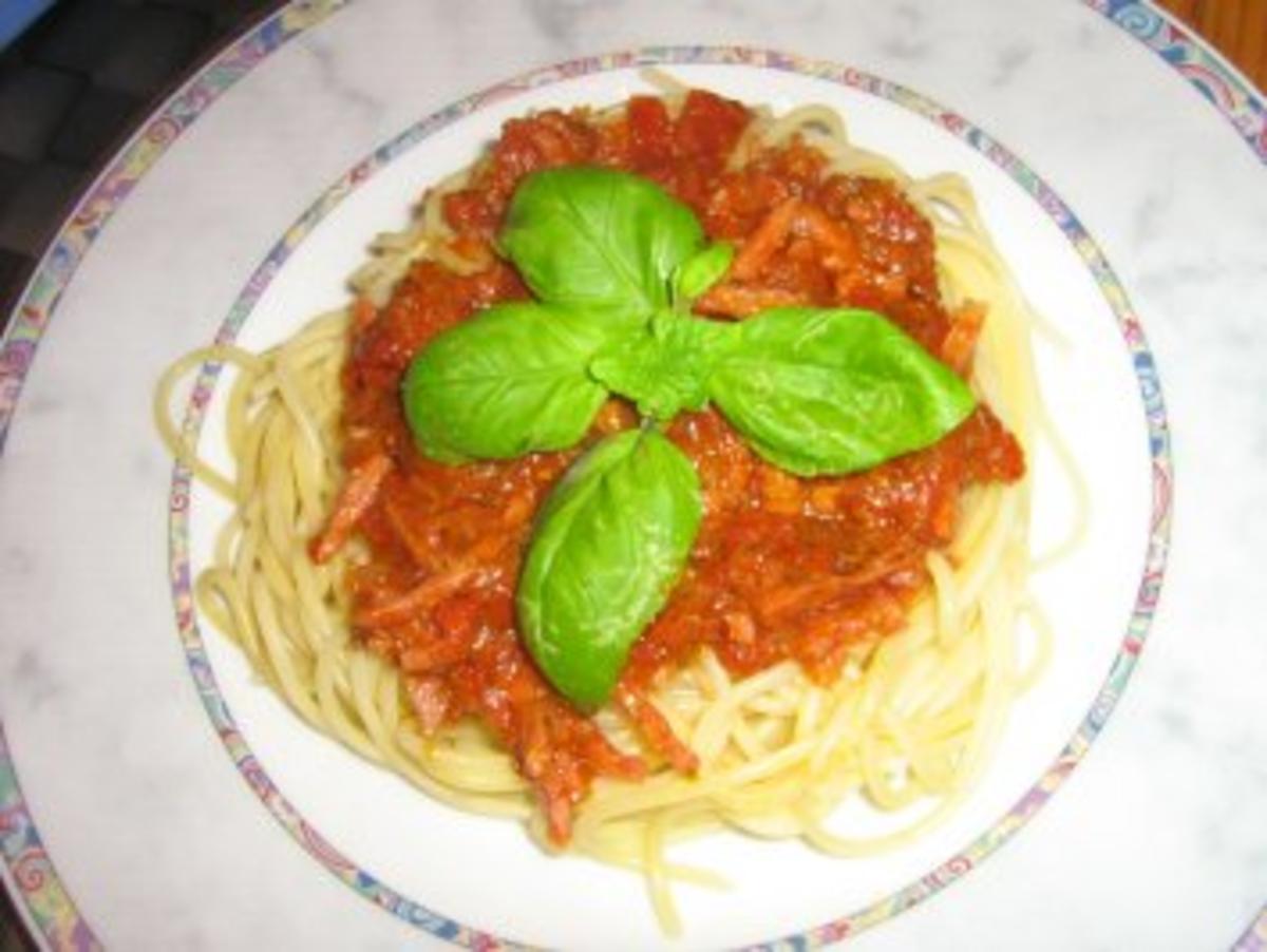 Spaghetti mit Schinken-Bolognese  scharf gewürzt - Rezept - Bild Nr. 5