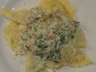 Rezept: Ravioli mit Käse-Mandelfüllung und Spinat-Schinken-Sauce Ravioli mit Käse-Mandelfüllung und Spinat-Schinken-Sauce - Rezept