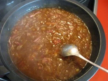 Bratwurst mit Zwiebel - Schinkensoße - Rezept - Bild Nr. 5