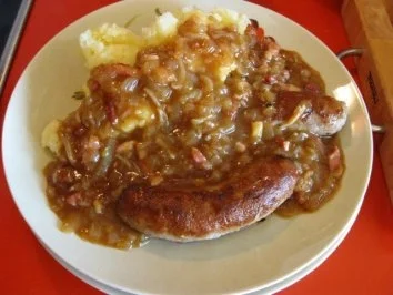 Bratwurst mit Zwiebel - Schinkensoße - Rezept - Bild Nr. 10