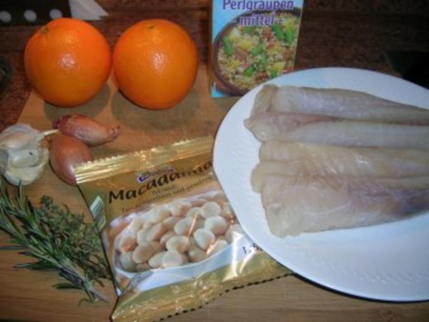 Seeteufelfilet unter der Macadamiakruste mit Orangen Safran ...
