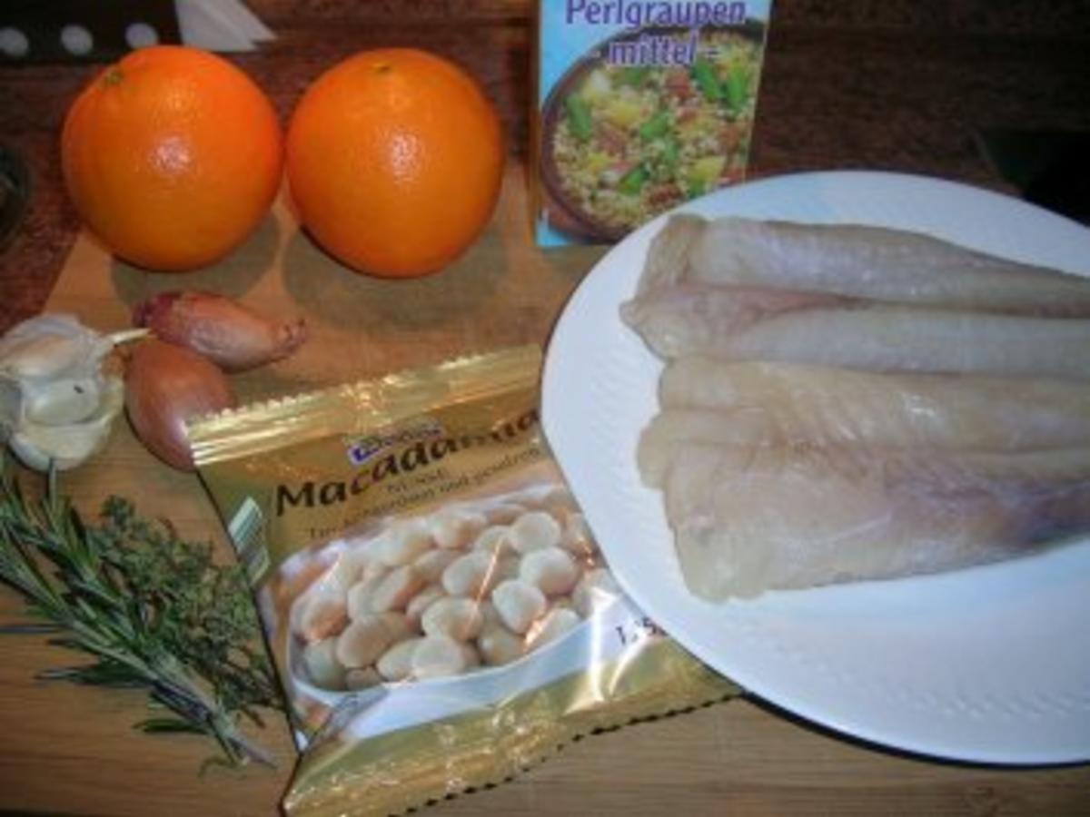 Seeteufelfilet unter der Macadamiakruste mit Orangen Safran ...
