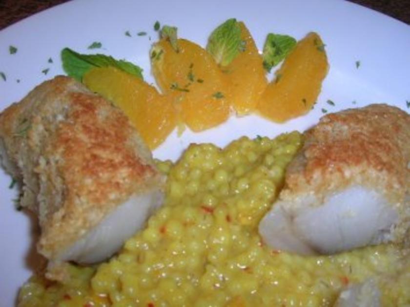Seeteufelfilet unter der Macadamiakruste mit Orangen Safran ...