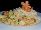 Fruchtige Hähnchen-Pfanne mit Spiralnudeln - Rezept
