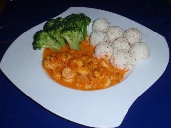 Rezept: Garnelen in Meerrettich-Ketchupsoße mit Broccoli und Basmatireis Bild Nr. 6 Garnelen in Meerrettich-Ketchupsoße mit Broccoli und Basmatireis - Rezept - Bild Nr. 6