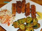 Leberkäsröllchen gebacken - Rezept