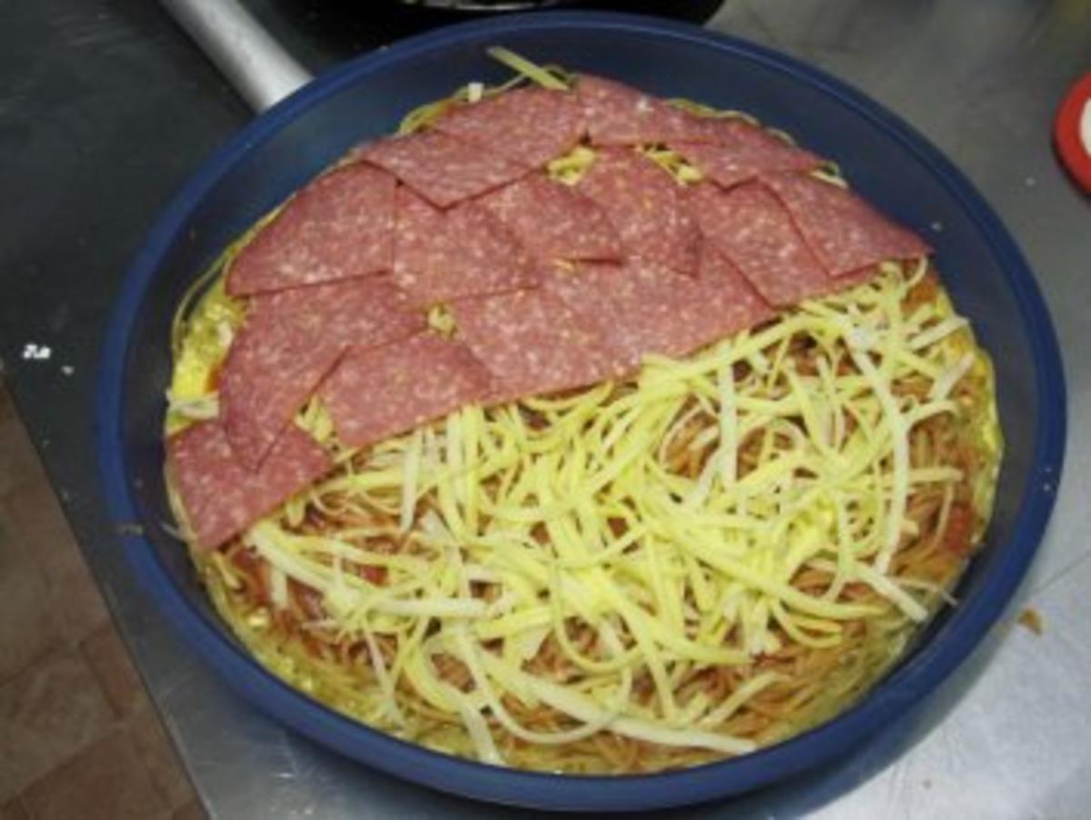 Spaghetti-Pizza - Rezept