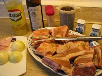 Fleisch: Rippchen geschmort  à la Renate,  mit Pilzen in Sherry-Soße - Rezept