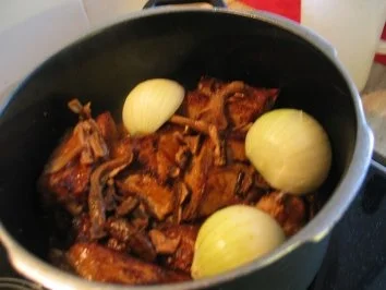 Fleisch: Rippchen geschmort  à la Renate,  mit Pilzen in Sherry-Soße - Rezept - Bild Nr. 5