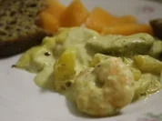 Kartoffel-Garnelen-Gratin mit Avocado und Mango - Rezept