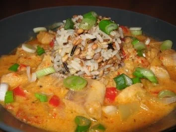 Fischgulasch mit 5-Korn-Reis - Rezept