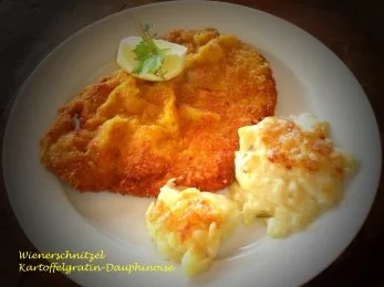 Rezept: Wienerschnitzel-Dauphinoise Wienerschnitzel-Dauphinoise - Rezept