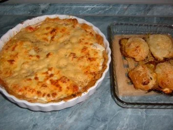 Blätterteig : Tarte mit Lachsfischstäbchen ,Feta und Tomaten - Rezept