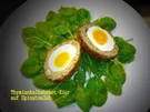 Thymian-Kalbsbraet - Eier auf Spinat-Salat - Rezept