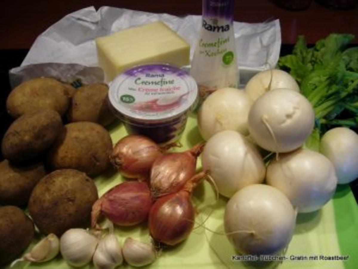 Kartoffel- Rübchen- Gratin mit Roastbeef - Rezept - Bild Nr. 2