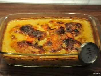 Hähnchenschenkel / Hähnchenkeulen in Currysauce gebacken - Rezept - Bild Nr. 3