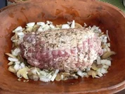 Fleisch: Lammrollbraten aus dem Römertopf - Rezept