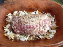 Fleisch: Lammrollbraten aus dem Römertopf - Rezept