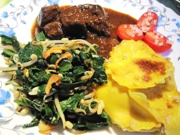 Spinat mit Sojasprossen ... - Rezept