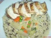 Gebratene Hähnchenbrust , Rahmgemüse und dazu Wildreis - Rezept