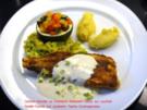 Cabillaud gebraten an Knoblauch-Weissweinsauce Kartoffelpurrée und sautiertem Gemuese - Rezept