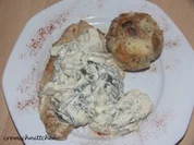 Pute natur in Spinat - Pilzsoße - Rezept