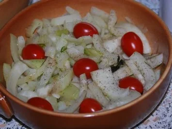 Tintenfischtuben auf gratiniertem Fenchelbett - Rezept - Bild Nr. 4