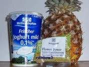Dessert: Ananas mit buntem Joghurt - Rezept