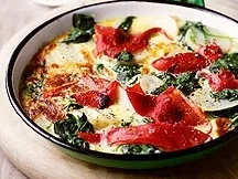 Bauernomelette mit Paprika und Spinat - Rezept
