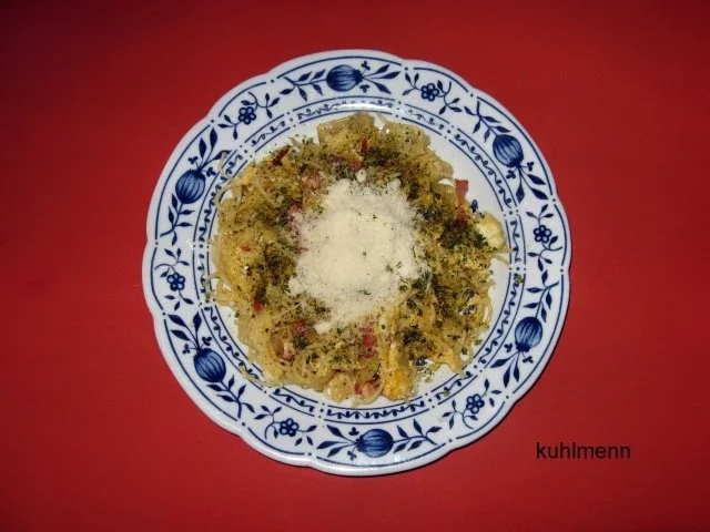 Spaghetti-Reste-Pfanne - Rezept
