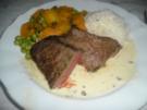 Rinderhüftsteak (Hüferlsteak) mit grüner Pfeffer-Sauce - Rezept