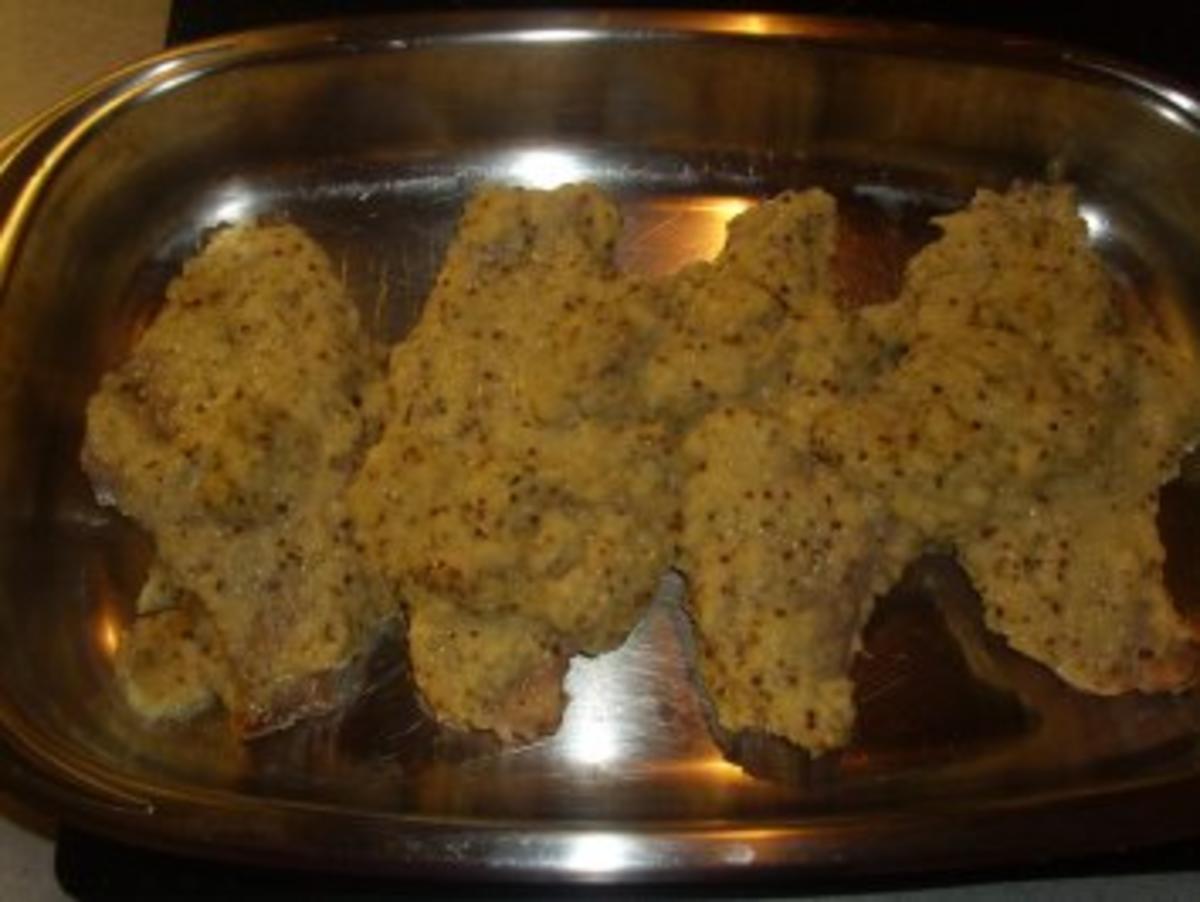 Fleischgerichte: Lammkoteletts mit Senfkruste, Süsskartoffelpüree und Champignons - Rezept - Bild Nr. 5
