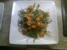 Rucola mit gebratenen Garnelen - Rezept