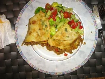 Rezept: Kräuterpfannkucheröllchen gefüllt mit einer pikanten Hack-Paprikafüllung Bild Nr. 10 Kräuterpfannkucheröllchen gefüllt mit einer pikanten Hack-Paprikafüllung - Rezept - Bild Nr. 10