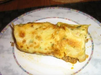 Rezept: Kräuterpfannkucheröllchen gefüllt mit einer pikanten Hack-Paprikafüllung Bild Nr. 9 Kräuterpfannkucheröllchen gefüllt mit einer pikanten Hack-Paprikafüllung - Rezept - Bild Nr. 9