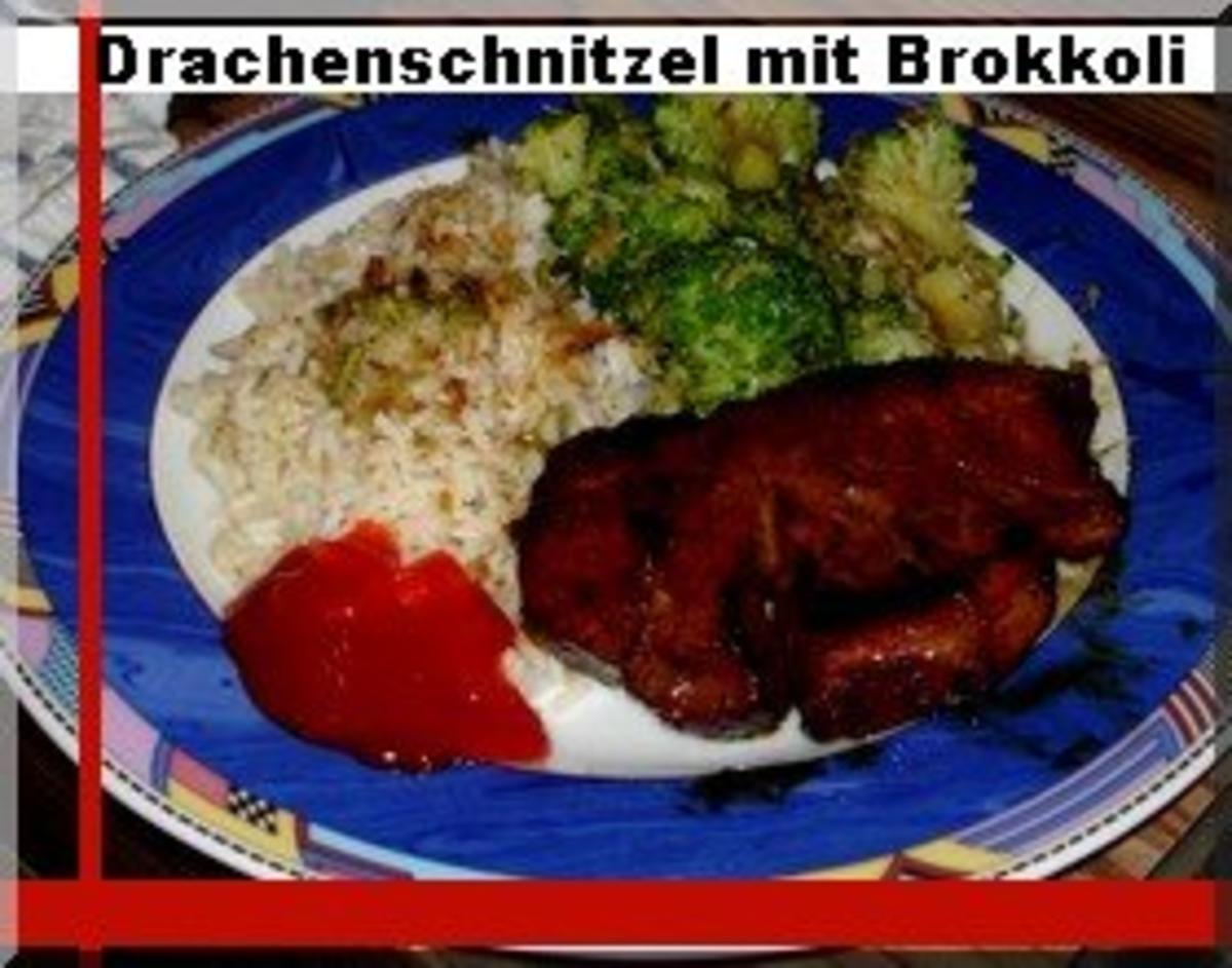 Drachenschnitzel mit Brokkoli und Reis - Rezept - Bild Nr. 2