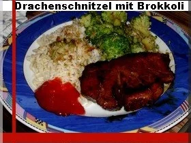 Drachenschnitzel mit Brokkoli und Reis - Rezept - Bild Nr. 2