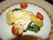 Rezept: Dorsch im Spinatbett mit Kartoffeldecke Dorsch im Spinatbett mit Kartoffeldecke - Rezept