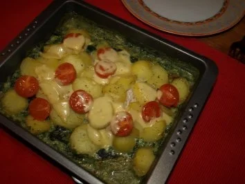 Rezept: Dorsch im Spinatbett mit Kartoffeldecke Bild Nr. 12 Dorsch im Spinatbett mit Kartoffeldecke - Rezept - Bild Nr. 12