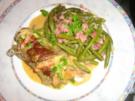 Rouladen mit Kräuterfrischkäse und Chorizo gefüllt und Prinzessbohnen - Rezept