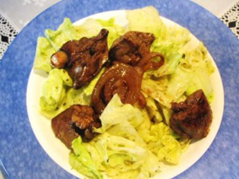 Grüner Salat mit lauwarmer Hühnerleber - Rezept