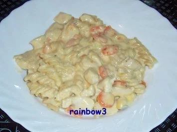 Kochen: Hähnchengeschnetzeltes mit Nudeln in Käsesauce - Rezept