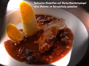 Schweine-Medaillon auf Porto-Morchel-Spiegel mit Thymian-Mais im Brick - Rezept