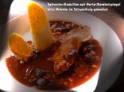 Schweine-Medaillon auf Porto-Morchel-Spiegel mit Thymian-Mais im Brick - Rezept