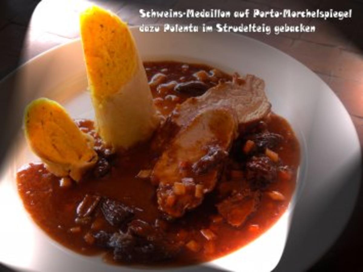 Schweine-Medaillon auf Porto-Morchel-Spiegel mit Thymian-Mais im Brick
- Rezept von marcos